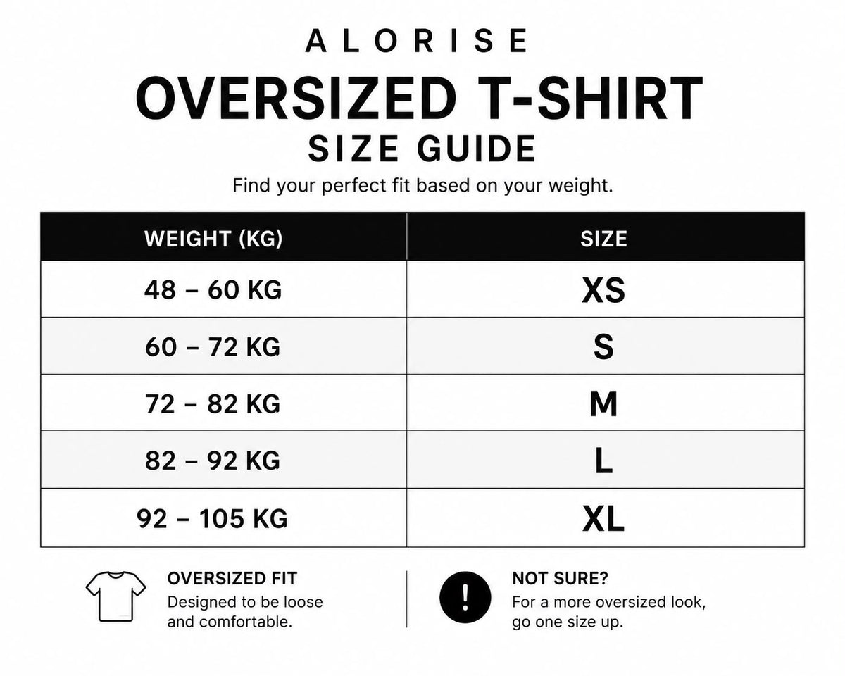 Size chart for White Oversized T-shirt